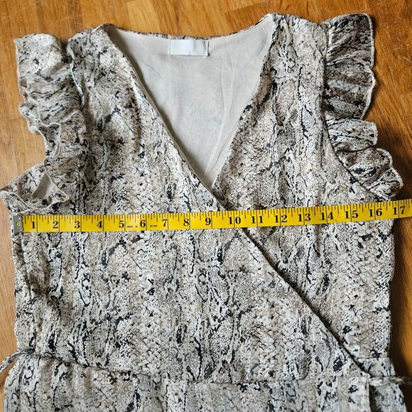 Q2 Snake Print Maxi Dress – Flutter Sleeve, Tie Waist, Women’s M - Picture 5 of 8
